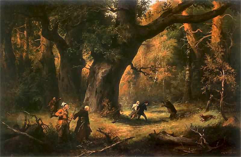 Franciszek Kostrzewski Hunting; illustration to IV tome Germany oil painting art